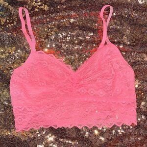 PINK Victoria's Secret Pink Lace Unlined Wireless
Ruched Front Bralette